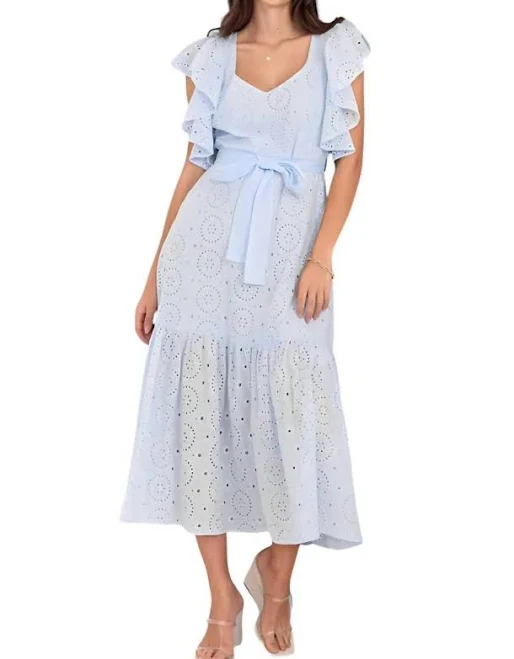 dress Mackenzie Eyelet Tiered Ruffle Sleeve Maxi Dress ShopSimon $44.2