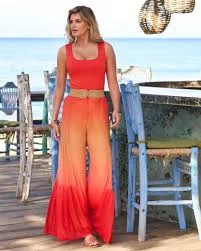 palazzo pants Malibu Sunrise Gradient Mesh Palazzo Pant Orange Multi Boston Proper $19.98