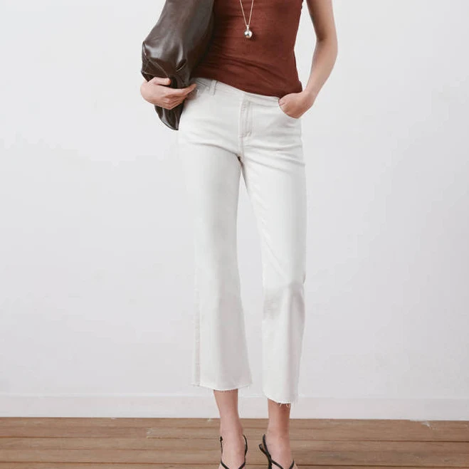 jeans MANGO Sienna Raw Hem Flared Cropped Jeans shop.mango.com $59.99