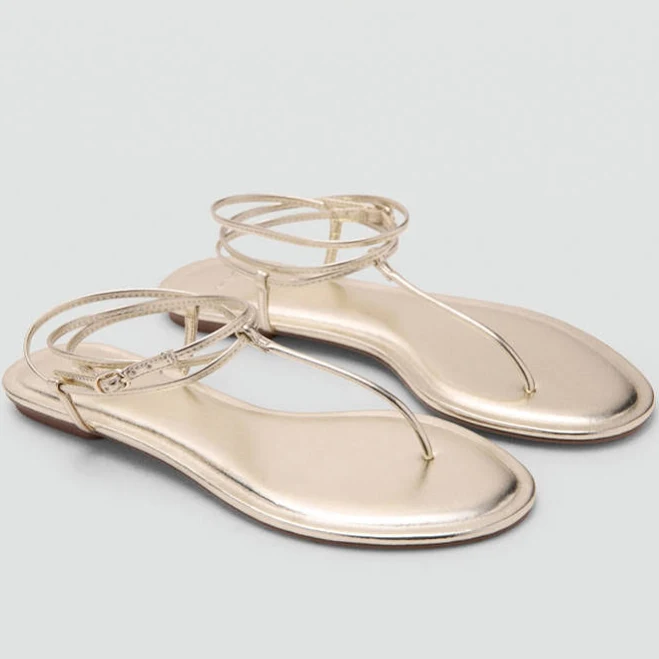 shoes MANGO Strappy Flat Toe Post Sandals shop.mango.com $69.99