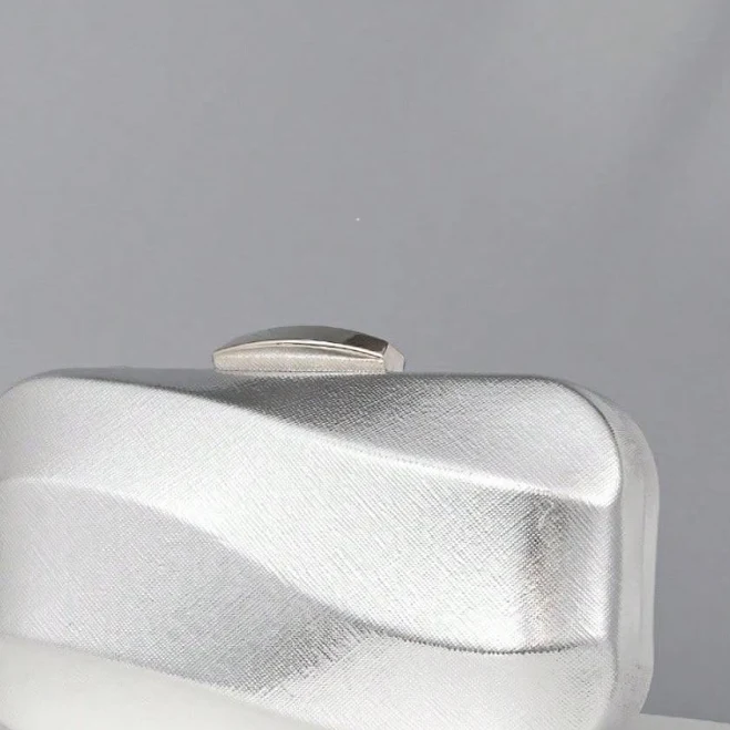 bag Metallic Silver Mini Box Clutch Etsy - Seller $49.99