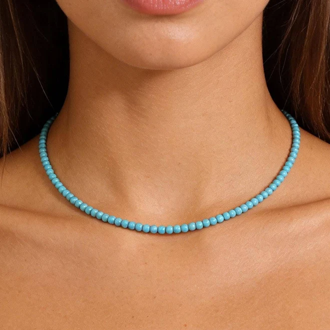 accessory Minimalist Beaded Turquoise Gemstone Choker Necklace Etsy - Seller $15.05
