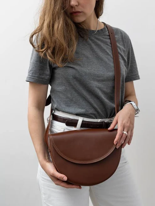 bag Minimalist Leather Crescent Crossbody Purse Etsy - Seller $58