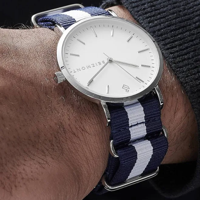 accessory Moment Men's Minimalist Striped Nylon Dress Watch Trendhim.com $74.9