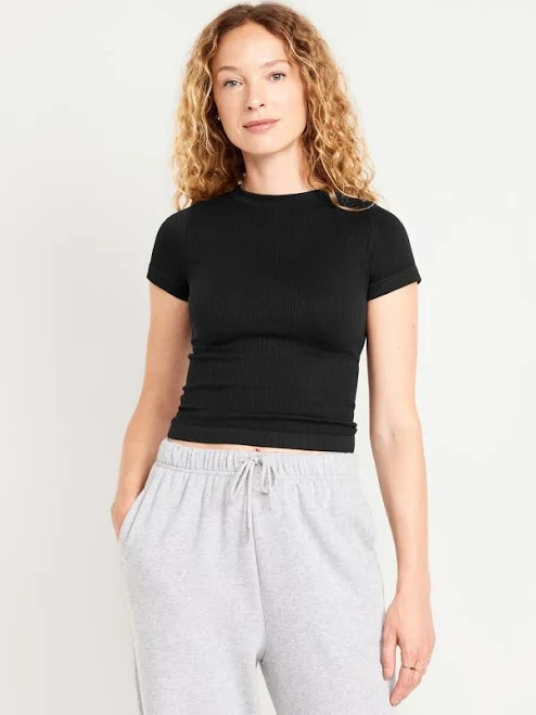 top Old Navy Women's Exhale Seamless Fitted Rib T-Shirt Old Navy $13.99