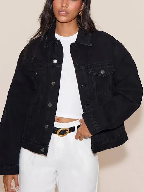 denim jacket PrettyLittleThing Women's Oversized Classic Denim Jacket boohoo USA $52