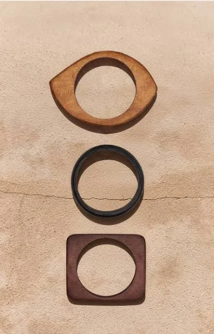 accessory PrettyLittleThing Women's Tonal Wooden Bangle Bracelet Multi Pack boohoo USA $22