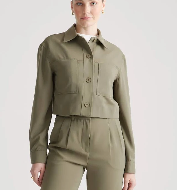 outerwear Quince Women's Cropped Stretch Crepe Jacket Quince $70