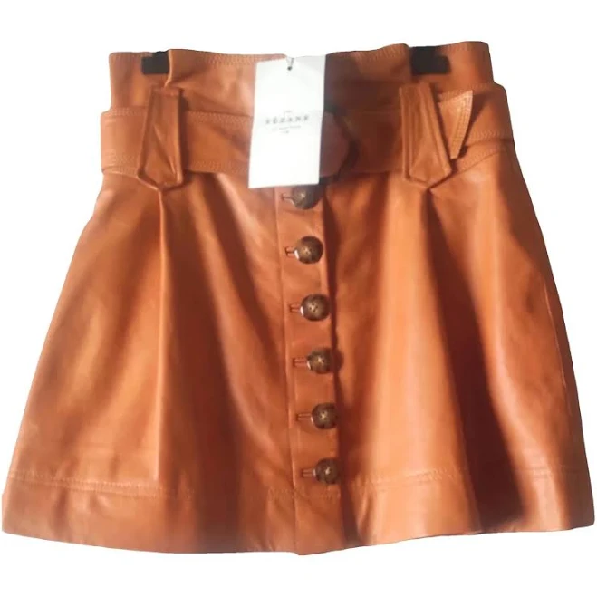 skirt Sézane Leather Mini Skirt Orange Size 34 FR Vestiaire Collective $139