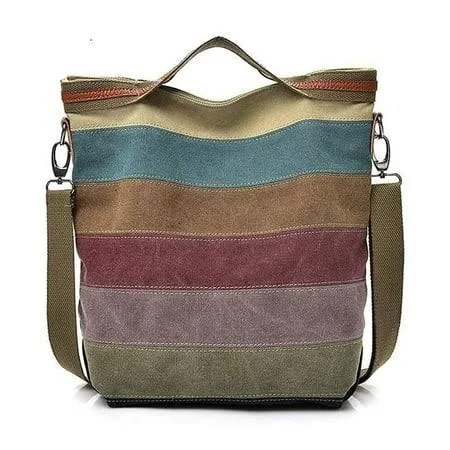 bag SkyAuks Colorful Canvas Women's Bag Casual Striped Matching Color Cross Body Shoulder Bag Walmart - Hong Kong Xupin Trading Limited $32.49