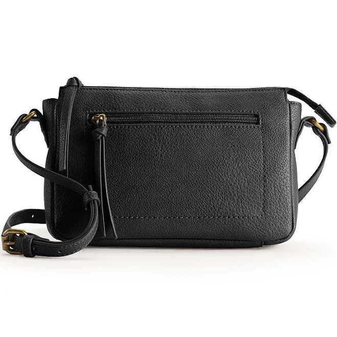 bag Sonoma Goods For Life Functional Top Zip Crossbody Bag, Black Kohl's $35