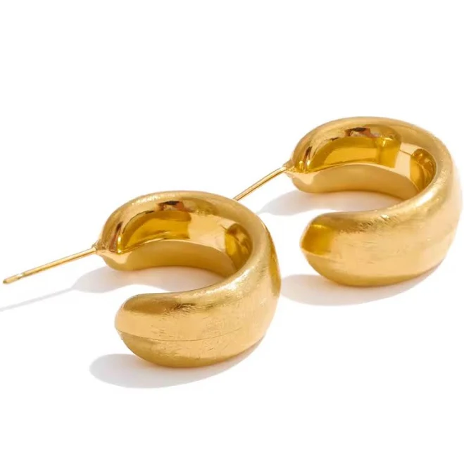 accessory Stainless Steel Gold Plated Brushed Hoops Deep South Originals $34