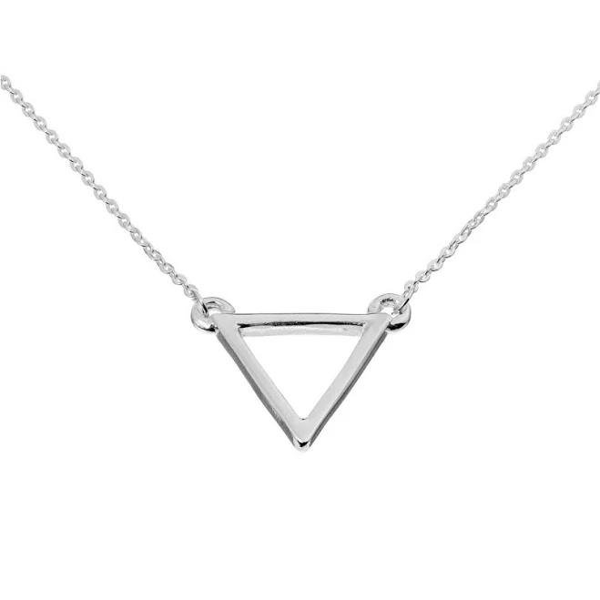 accessory Sterling Silver Geometric Open Triangle Chain Necklace 925silverly.com $38.38