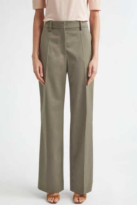 pants Victoria Beckham Tailored Straight Leg Wool Blend Trousers in Sage Melange at Nordstrom, Size 4 Us Nordstrom $850
