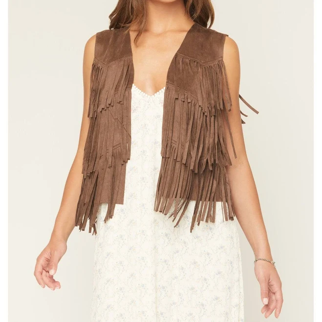 vest Vocal Women's Tiered Fringe Faux Suede Vest Sheplers.com $33.97