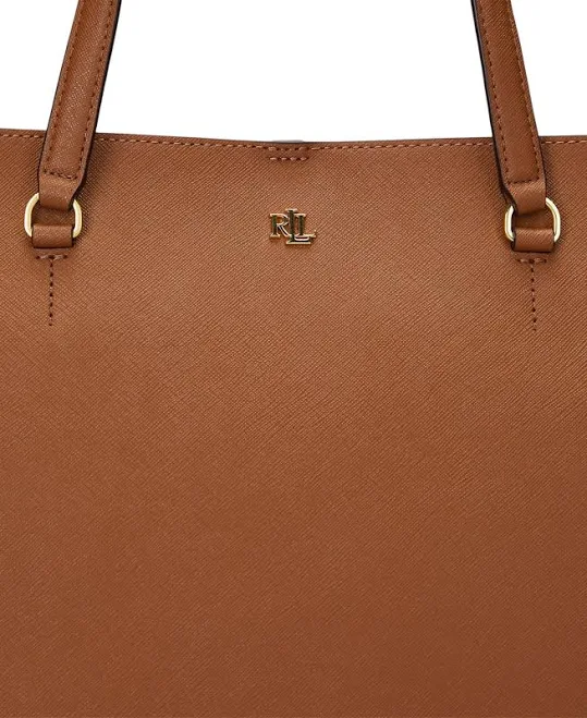 bag women Lauren Ralph Lauren Karly Crosshatch Leather Large Tote Macy's $206.5