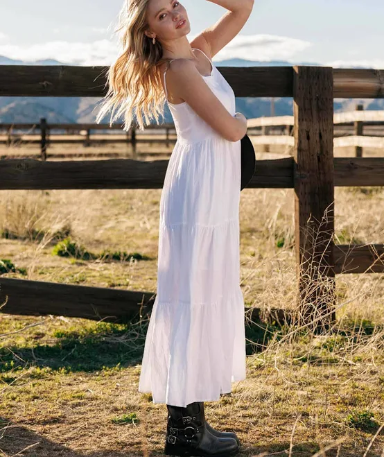 dress Women's Flowy Tiered Linen Flare Maxi Dress Cali1850 $60