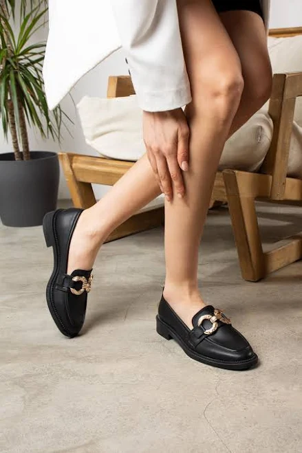 shoes Women's Leather Penny Loafers with Gold Buckle Etsy - Seller $220