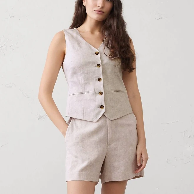 vest Women's Linen-Blend Classic Vest Banana Republic Factory $66