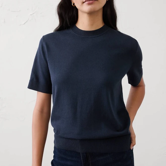 top Women's Preppy Forever Short-Sleeve Sweater Banana Republic Factory $36