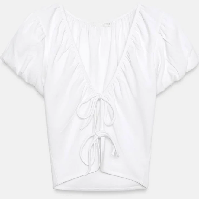 top Zara Bow Crop Top Zara USA $19.9