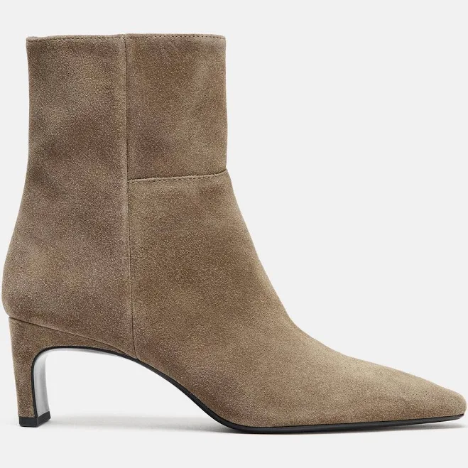 shoes Zara Women's Split Leather Kitten Heel Ankle Boots Zara USA $129