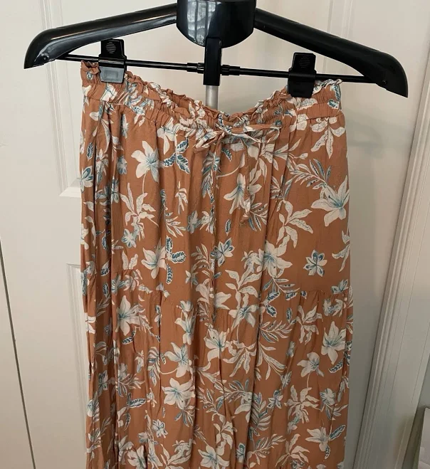 skirt Zesica Womens Boho Floral Tiered Maxi Skirt Terracotta Orange Blue eBay - rubypine60 $18