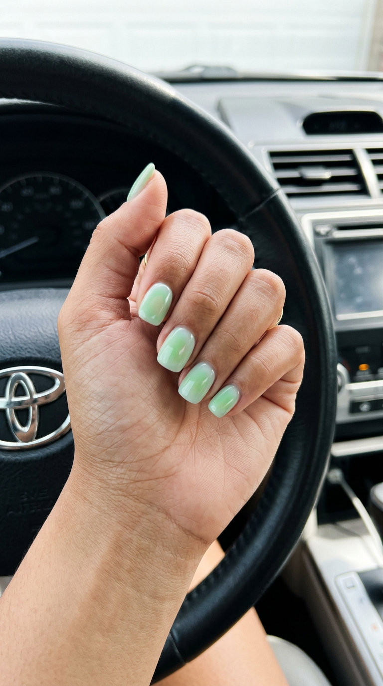 Short Gel Nails Summer 2026: Cobalt Blue Glossy Square Short gel nails summer 2026: Bold cobalt blue glossy square nails for parties and travel.