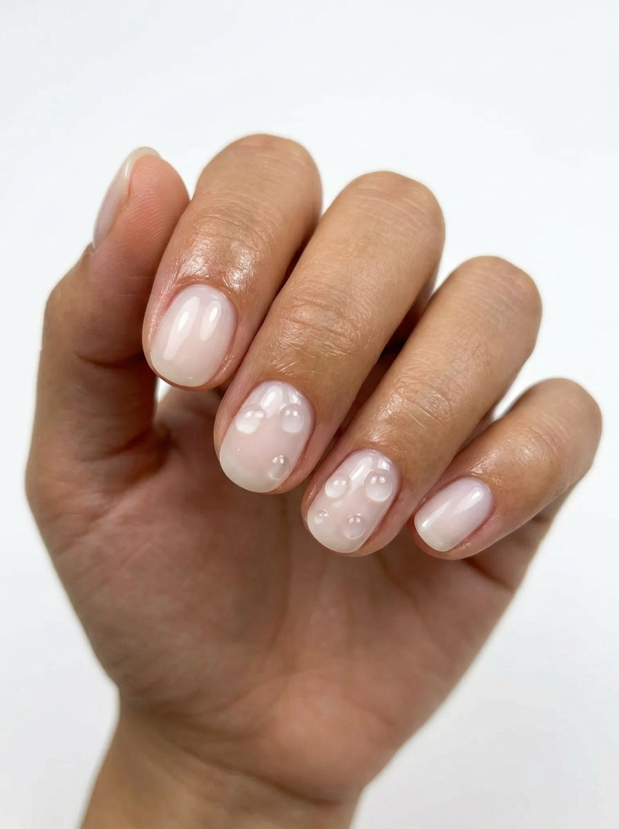 Short Gel Nails Summer 2026: Nude Dew Drops Short gel nails summer 2026: Nude dew drops for minimalist chic and daily wear.