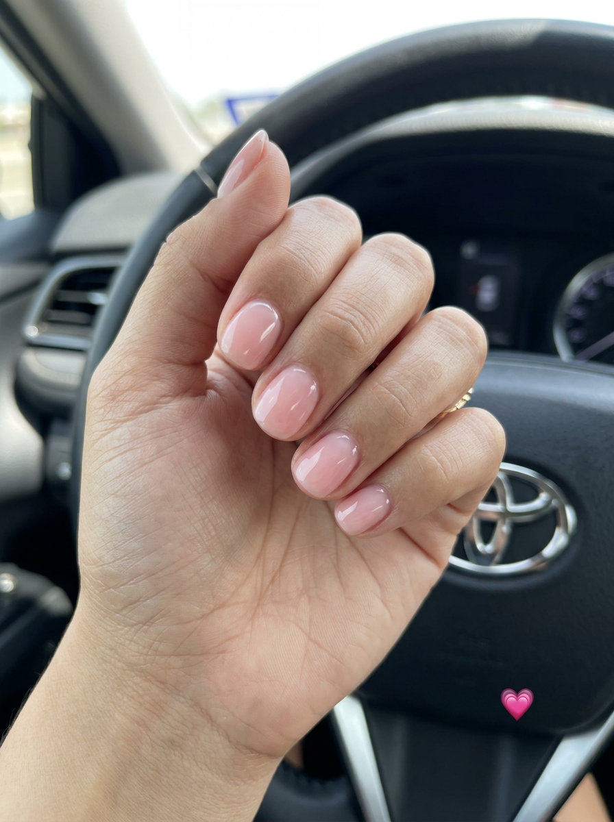 Minimalist everyday sheer pink gloss short round summer nails 2026 for a clean look.