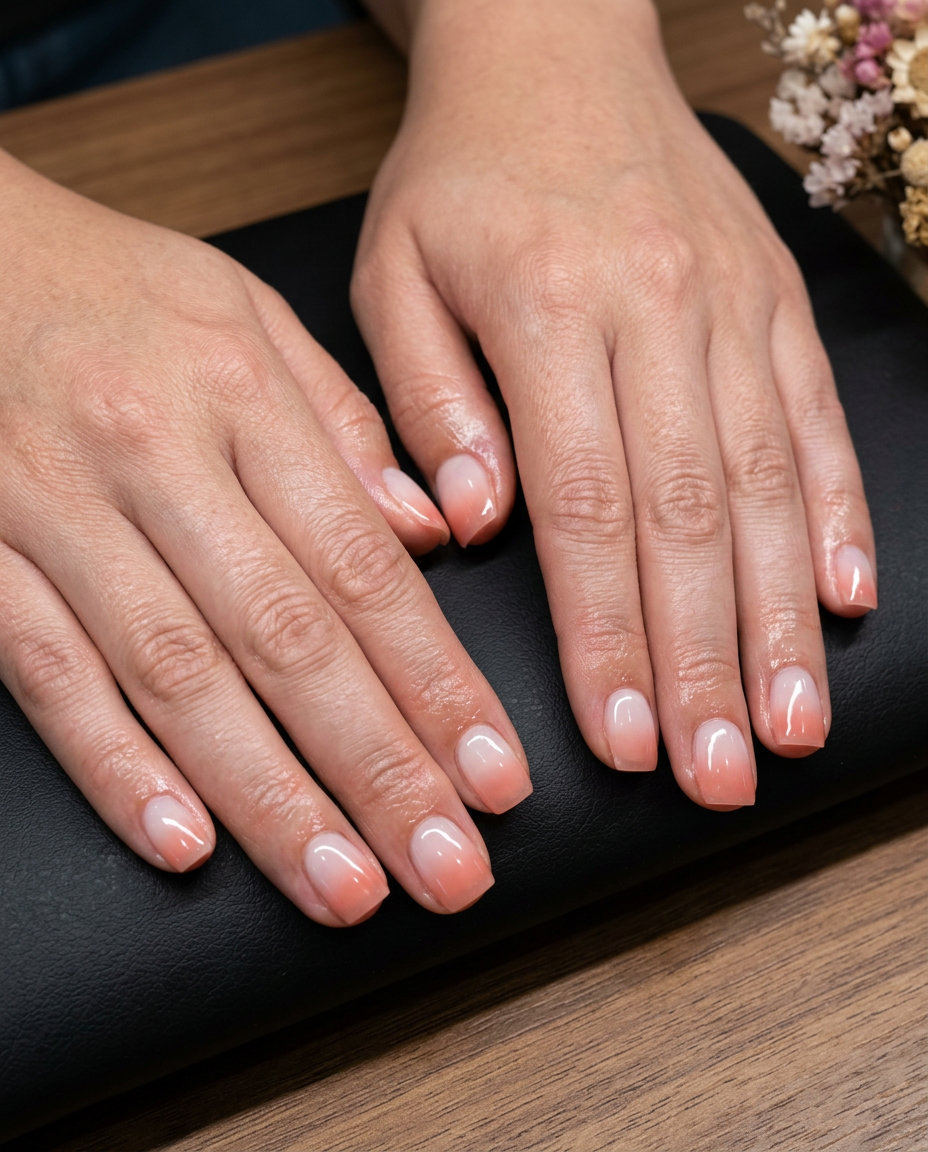 Short Summer Nails 2026: Peachy Jelly Ombre Short summer nails 2026: Peachy jelly ombre squoval glow for casual days. Clean-girl, radiant style.