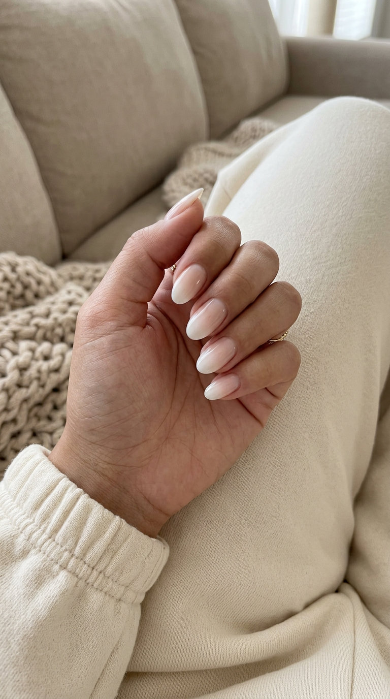 Milky jelly ombre radiance nails for simple summer nails 2026. Romantic and polished for weddings.