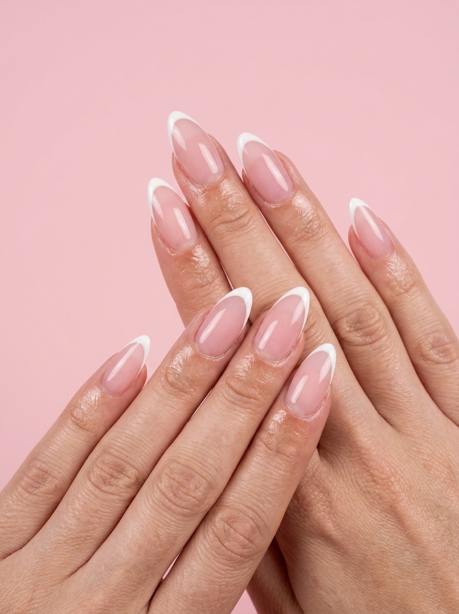Sheer Pink Reverse French nails for date night, a romantic look with simple summer nails 2026.