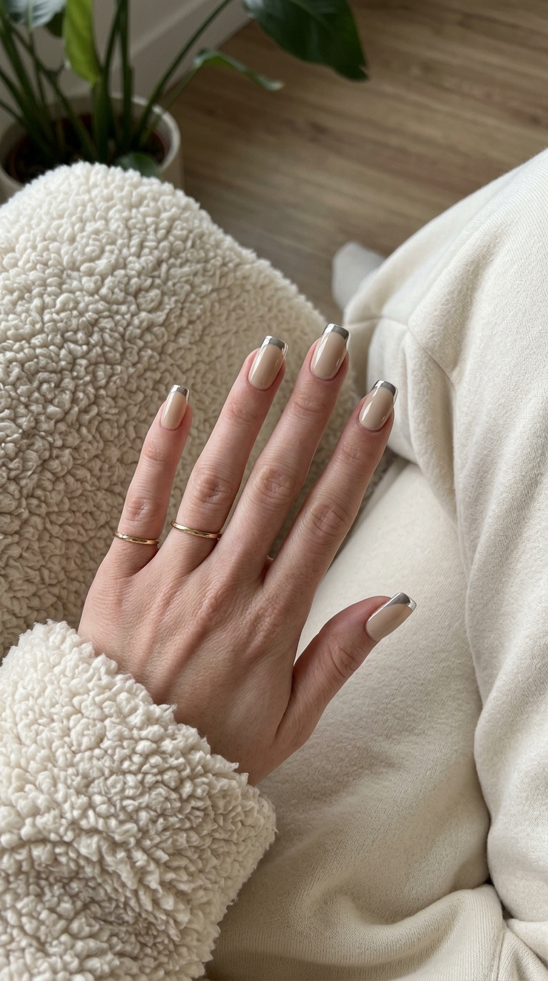 Light Beige Chrome French 2026 | Professional Chic Light Beige Chrome French Tip nails for summer classy nails 2026, ideal for professional and upscale events.