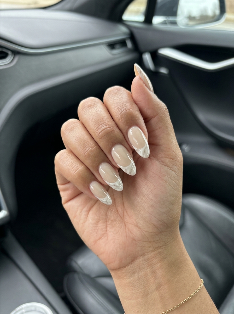 Marble Chic French Nails 2026 | Elegant Event Style Marble Chic French nails for summer classy nails 2026, perfect for formal events and business meetings.