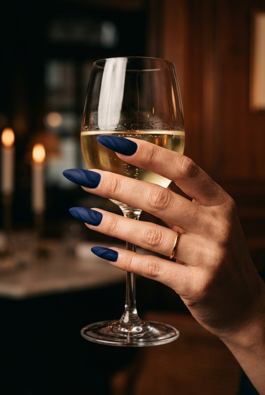 Midnight velvet swirl stiletto nails for summer dip nails 2026, edgy party & night out looks.
