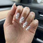 Watermelon Seed Detail Almond nails for summer fruits nail art 2026, playful daily style with minimalist black dots.
