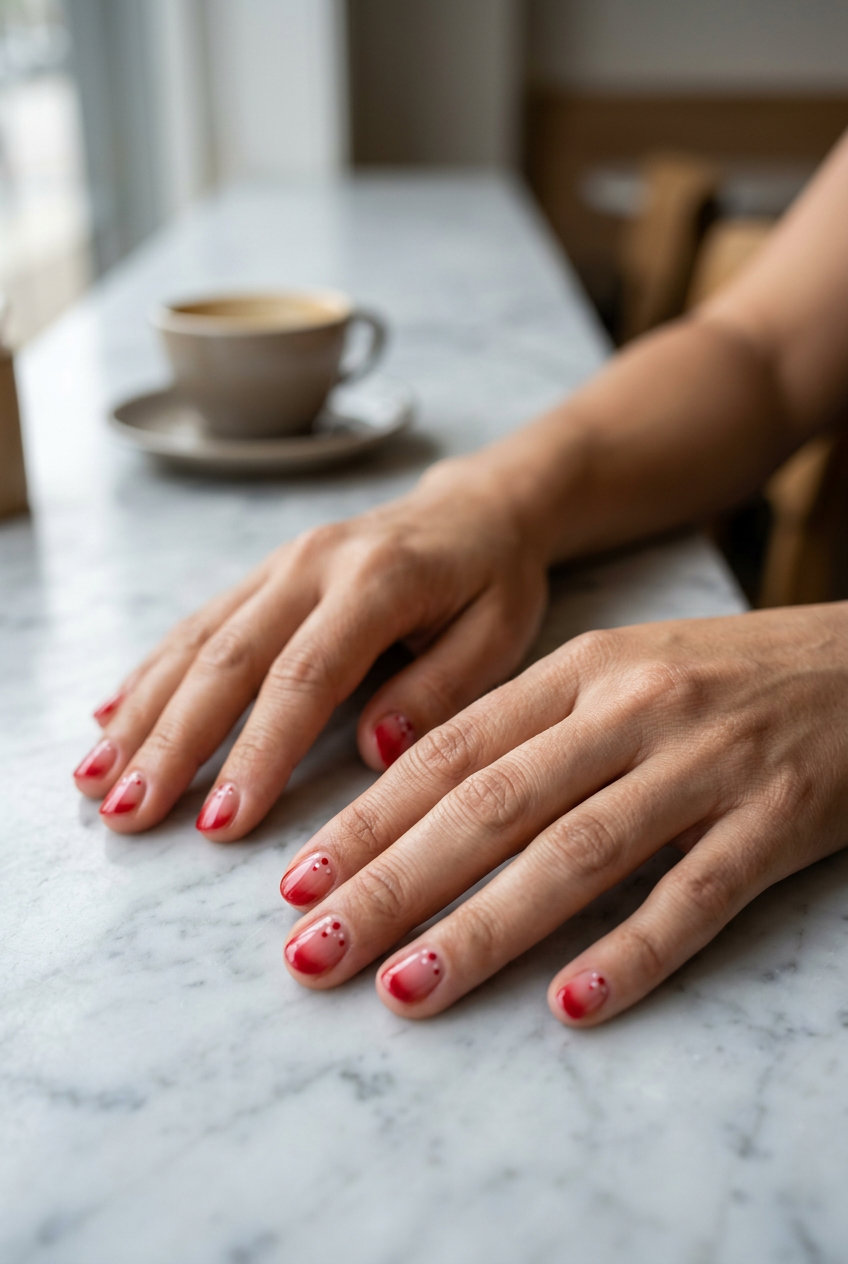 Fiery Red Ombre Stiletto Nails 2026 Fiery red ombre stiletto nails for a party night out, a bold and fierce summer look for 2026.