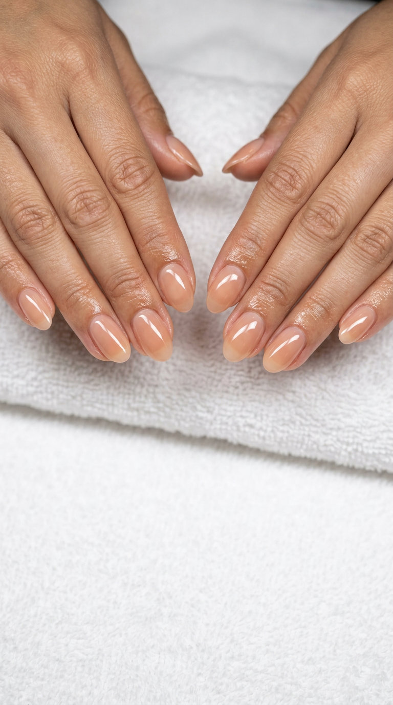 Jelly Nude Oval Tint nails: clean-girl, natural, and polished with a sheer nude jelly finish for summer wedding nails 2026.