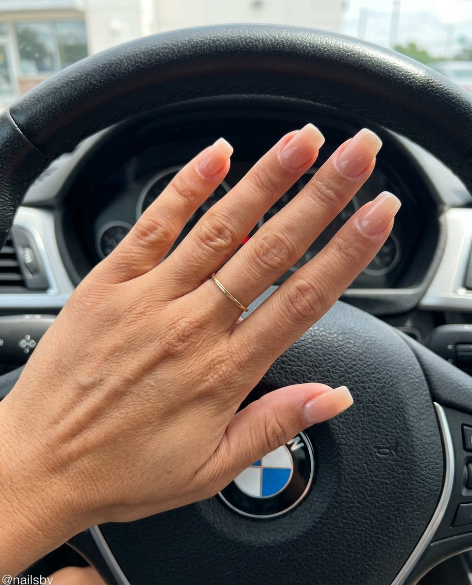Sheer Nude Builder Gel Overlay nails: minimalist, natural, and polished for summer wedding nails 2026.