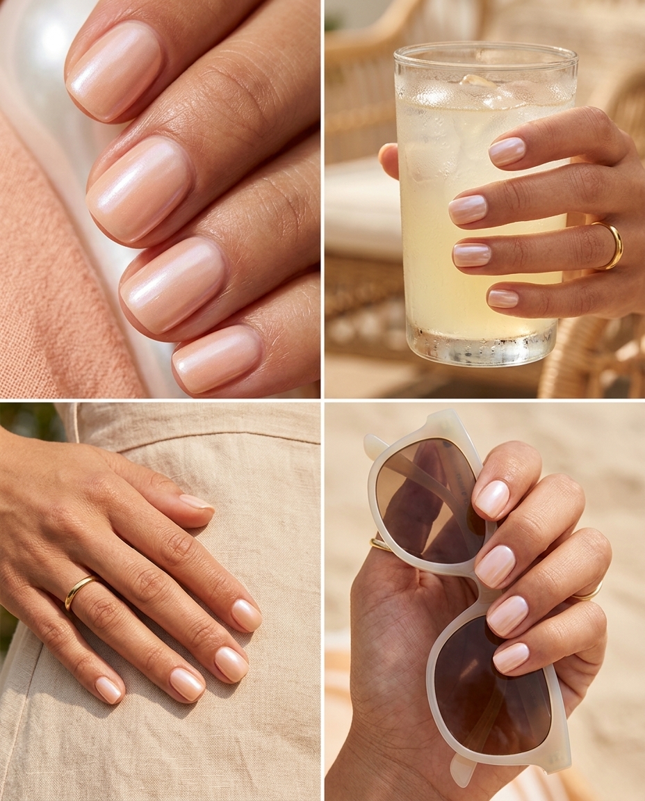 Trending Summer Nails 2026: Effortless Glazed Peach Trending summer nails 2026: Sun-kissed peach fuzz glazed donut squoval nails for a clean-girl aesthetic.