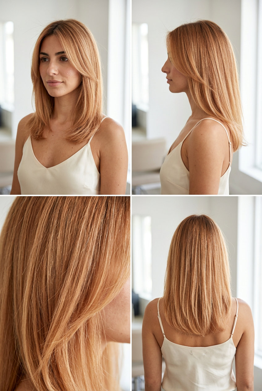 Strawberry Blonde Shadow Root 2026 long warm strawberry blonde with shadow root, natural blend — effortless natural look