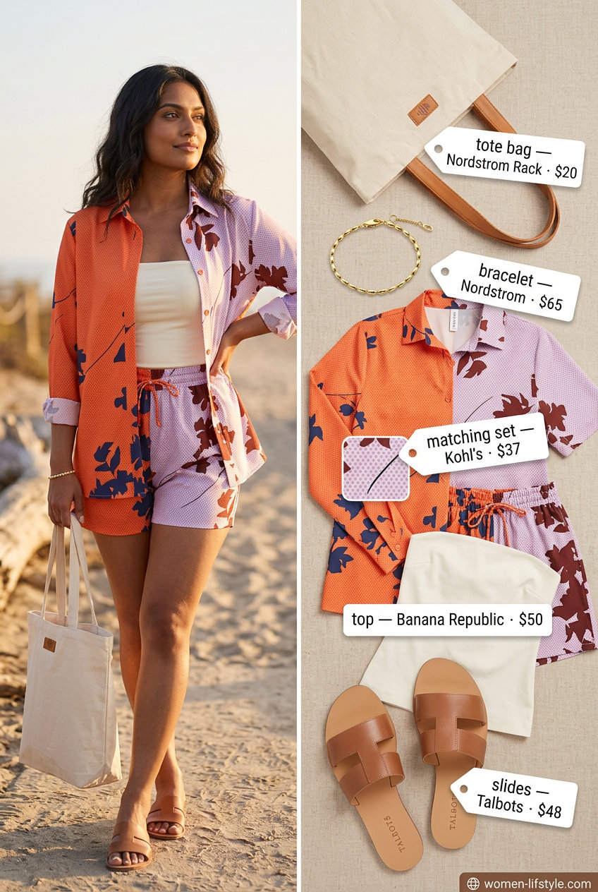 What to Wear with Bow Top Summer 2026: Coral linen matching set for a cozy summer evening. Relaxed and comfortable.