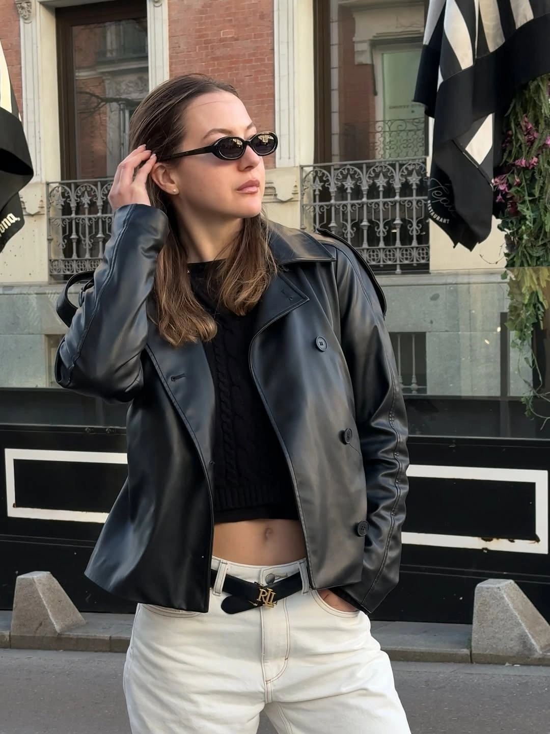 cozy & chic autumn outfits for women 2026 Black Leather And Cream Denim For Minimalist City Style