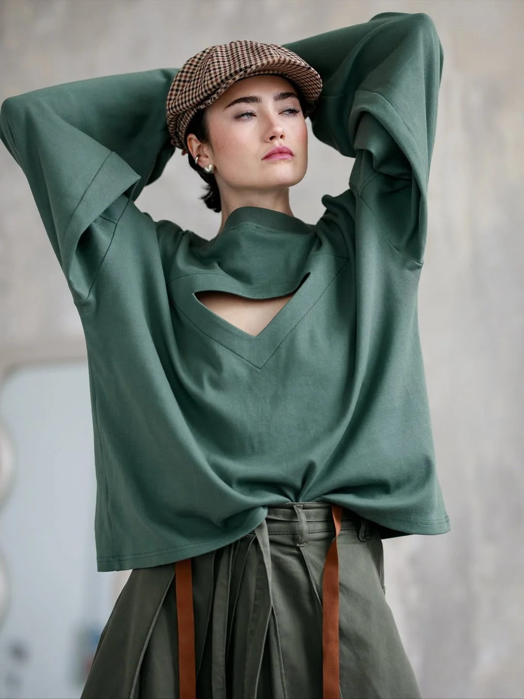 cozy chic fall outfits for 2026 Modern Olive Monochrome with an Artistic Twist