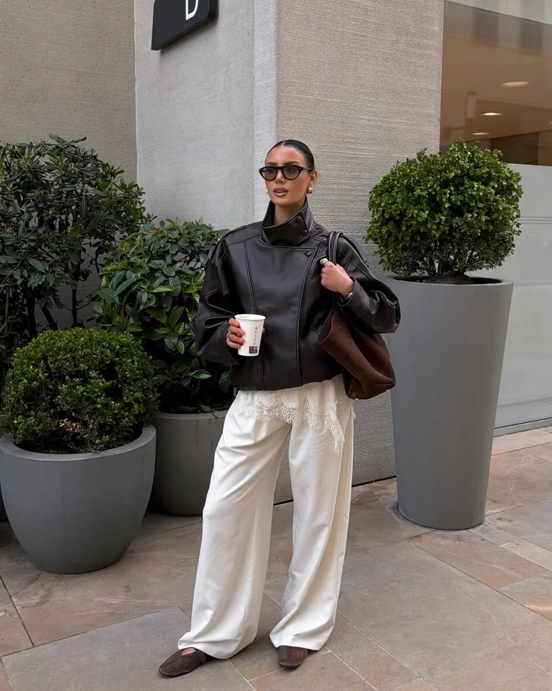 cozy chic fall outfits for 2026 Soft Tailoring Meets Leather for a Modern Neutral Look