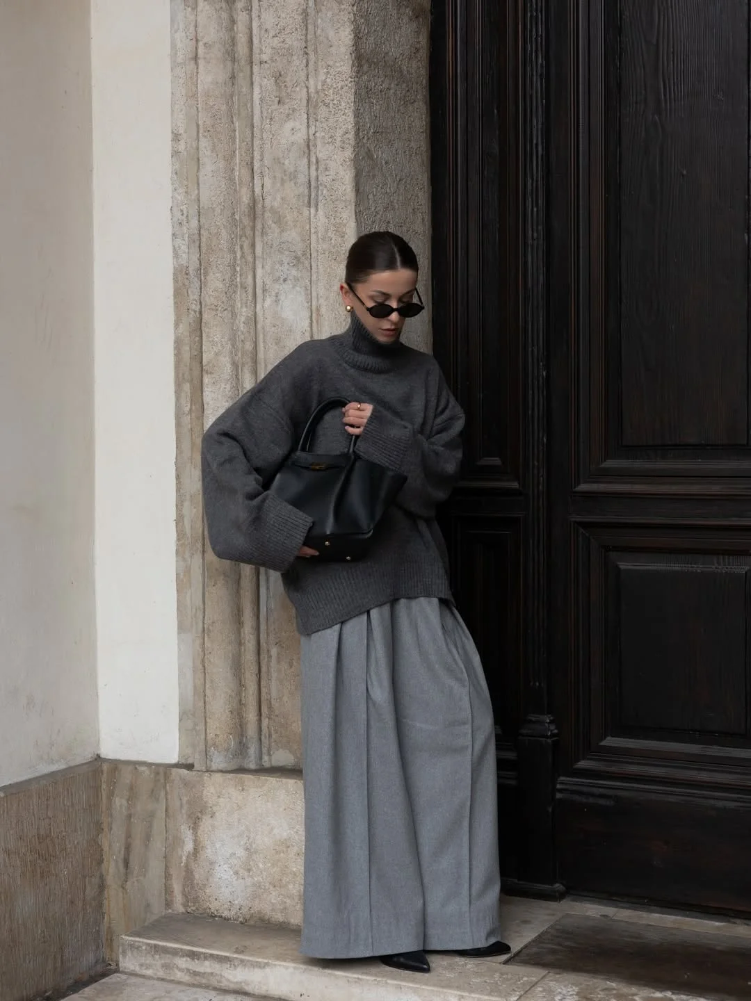 cozy chic fall outfits for 2026 Monochrome Gray Layers That Feel Modern Instead of Heavy