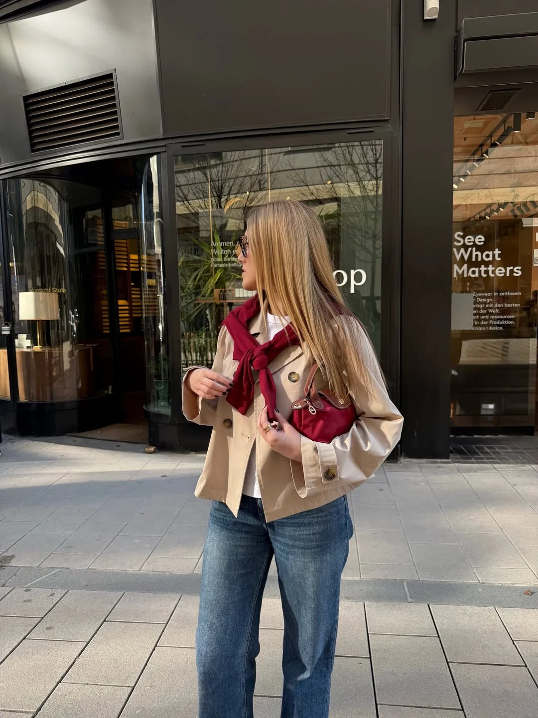 Early fall outfits ideas 2026 Burgundy Details Meet Everyday Denim