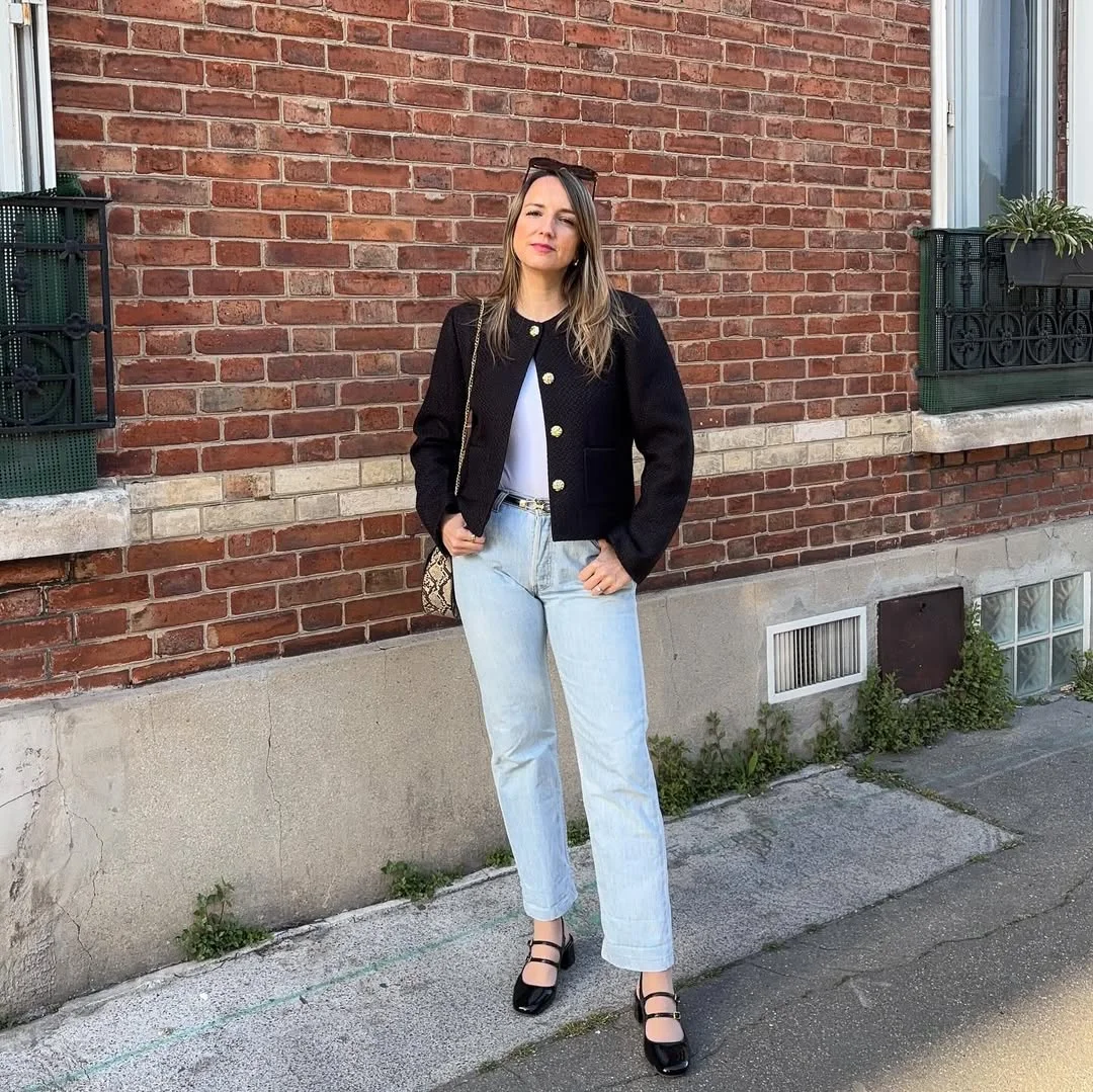Early fall outfits ideas 2026 Classic Parisian Inspired Denim And Cropped Jacket