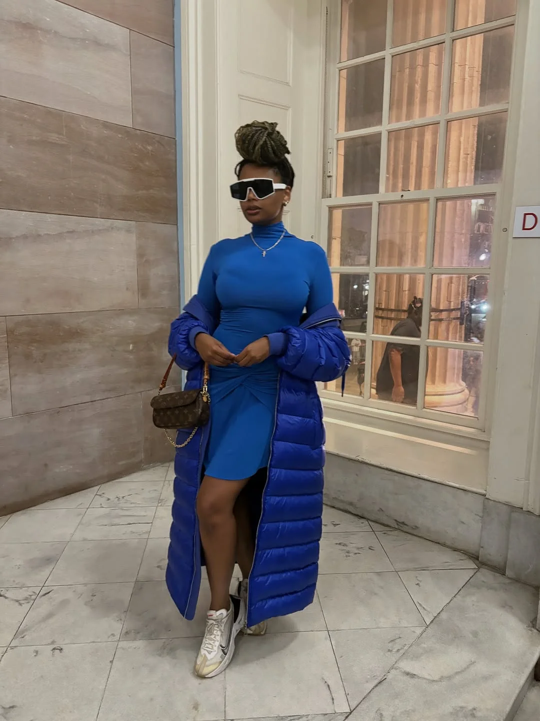 fall 2026 outfits for black women Bold Monochrome Blue That Brightens Gray Fall Days